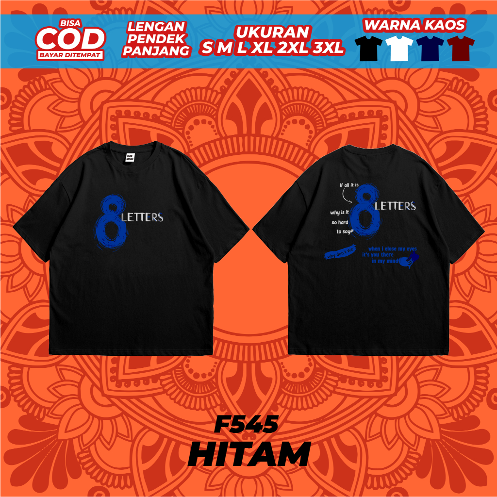 เสื้อยืดผู้ชาย 8 LETTERS TSHIRT เสื้อผ้า DISTRO ที่ใส่สบายโดย YODO