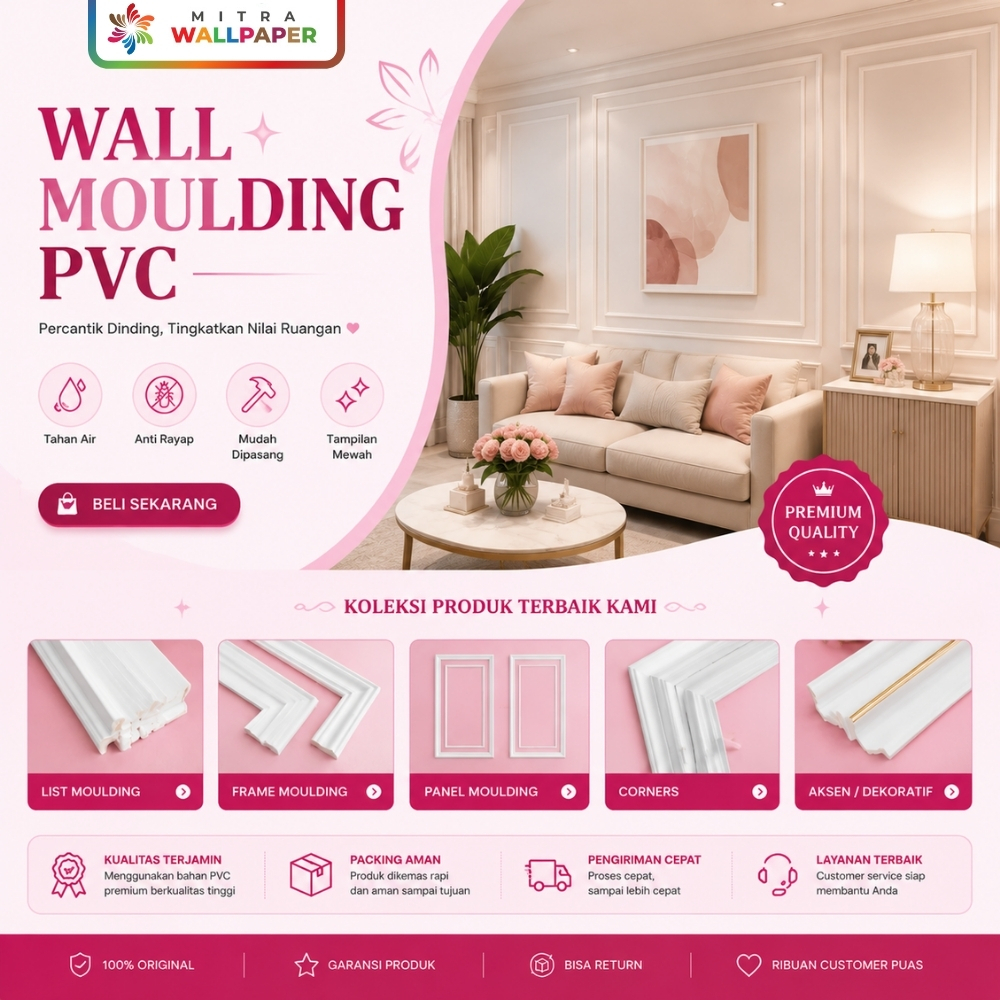 รายการ เพดานผนัง Moulding PVC Wall Moulding Lis Moulding Wall ตกแต่ง Minimalist Aesthetic Premium