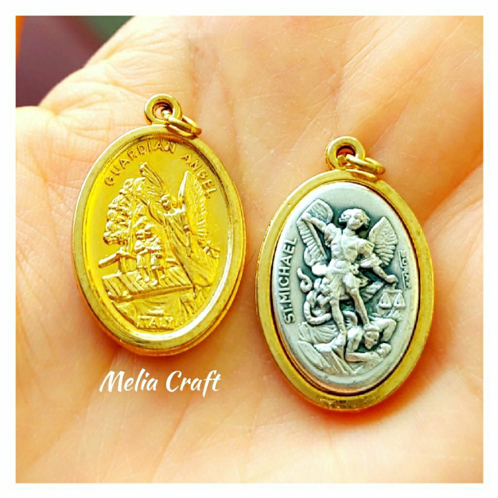St Michael Guardian Angel Gold Medal - St Michael Medal - ผลิตในอิตาลี