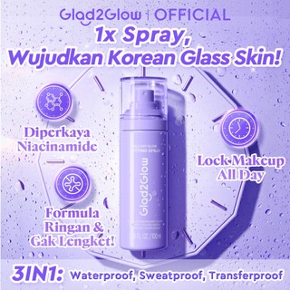 [NEW LAUNCH] All DAY GLOW SETTING SPRAY 100ml- Korean Glass Skin, Glowing Seharian, Anti-Luntur Sweat Proof & Transfer Proof, Formula Ringan Bebas Lengket Bebas Kusam-glad2glow offica
