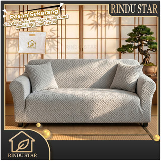 Rindu.Star Selimut sofa Sarung Cover Sofa Anti Slip Penutup Tebal Garis  Warna Solid Seater 1/2/3/4 Elastic Elastis