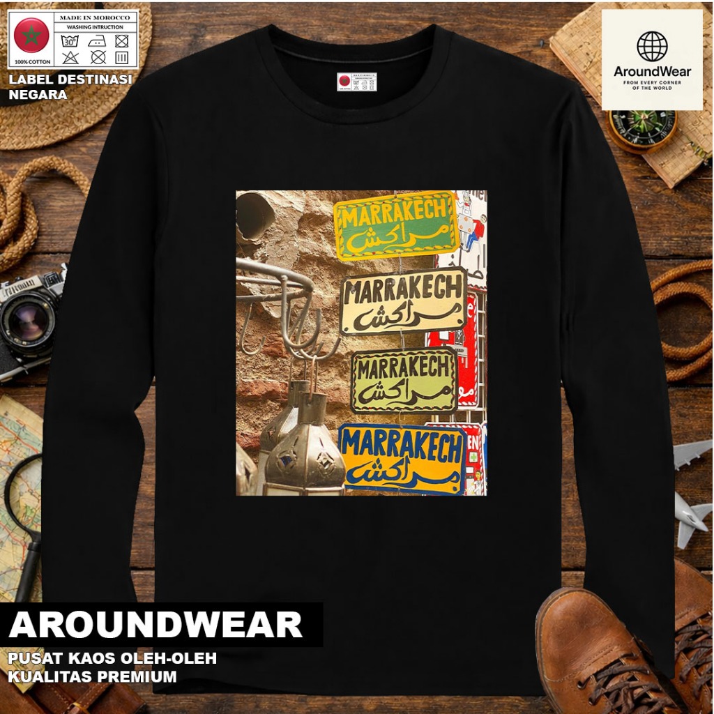 เสื้อยืด LONG-SLEEVED, MOROCCANO SOUVENIRS, 4 TAGS, ORIGINAL MOROCCO SOUVENIS, ของขวัญพรีเมี่ยม