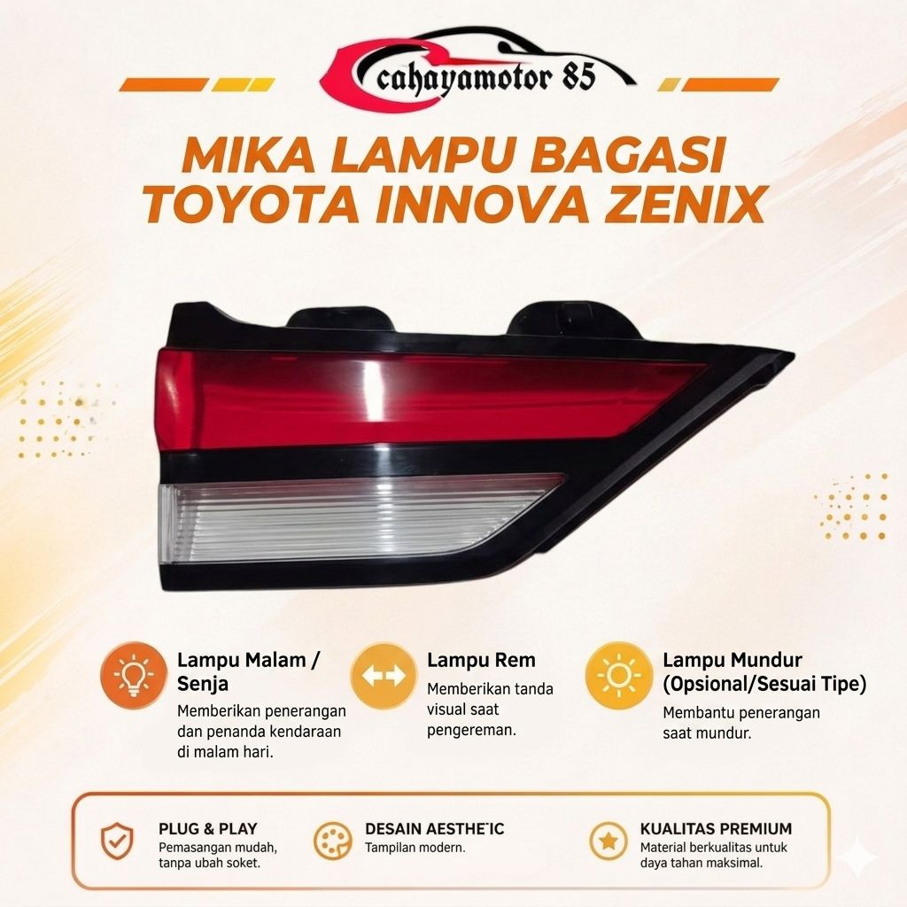 Original Innova Zenix trunk lamp mica, toyota Innova Zenix trunk lamp mica, Innova Zenix trunk stop 