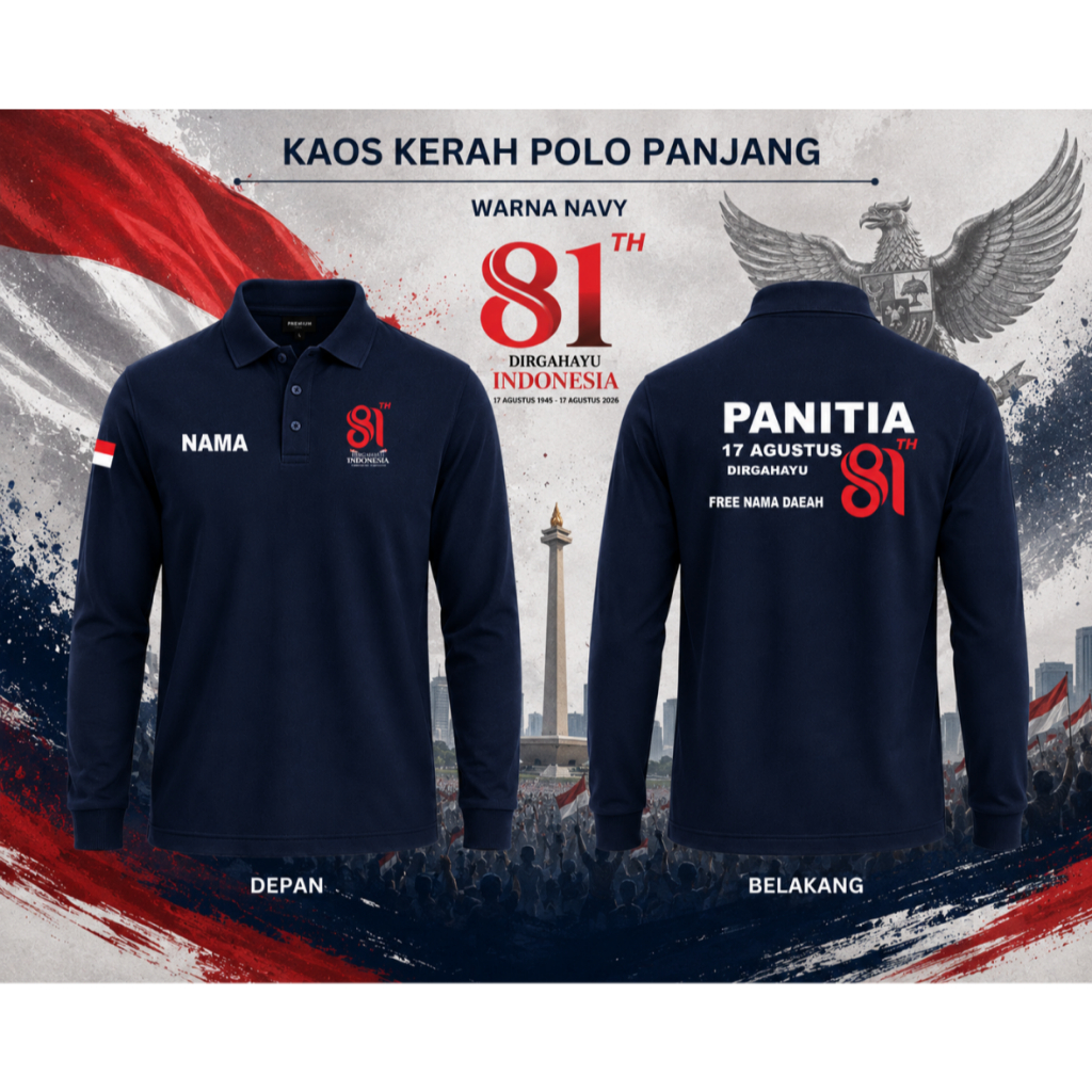 81th Independence Day เสื้อโปโลพรีเมี่ยมผู้ชายและผู้หญิง August Uniform/เสื้อโปโลแขนยาวสั้นขนาด M-3X