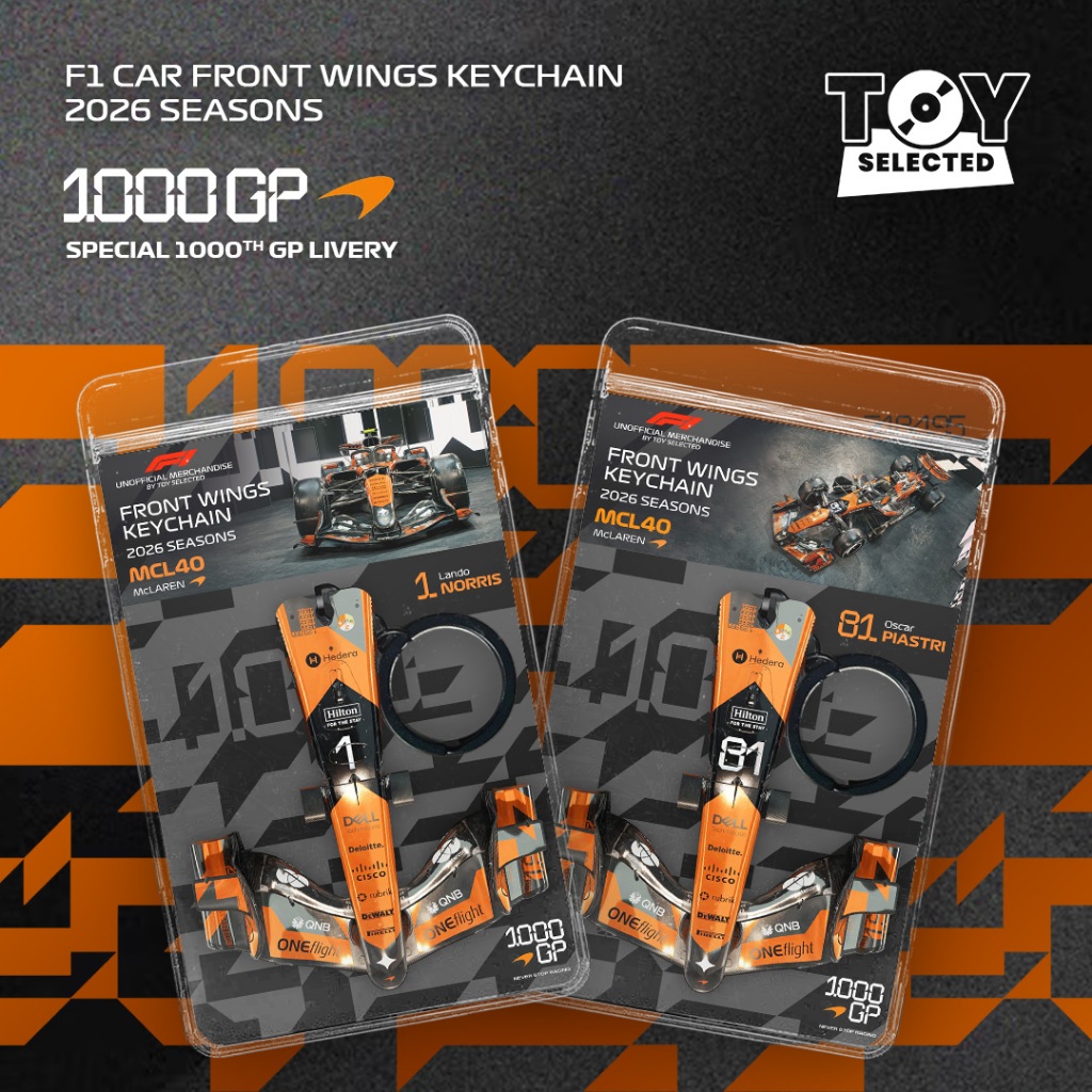 [READY] พวงกุญแจอะคริลิค F1 Cars Front Wings ระดับพรีเมียม - McLaren Special 1000th GP Livery 2026 Seasons - Nando Norris Oscar Piestri
