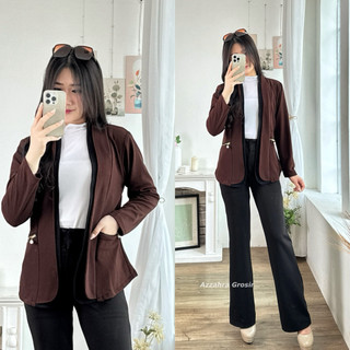 AM - Tiffanie Cardigan Wanita Outer Korean Style Double Pocket Formal informal