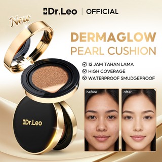 Dr.Leo DermaGlow Pearl Cushion High Coverage Cocok untuk Kulit berminyak dan berjerawat Flawless Matte Finish Cushion Foundation Non Comedogenic 12 Jam Tahan Lama Oil Control Waterproof Smudgeproof BB Cream Makeup