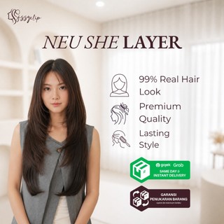 SISSYCLIP - NEU SHE LAYER – Hairclip rambut lurus potongan layer panjang 60 cm - Sambungan Rambut Instan & Natural | Hair Extension Premium SISSYCLIP