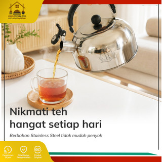 DapurStainless Whistling Kettle Stainless Steel Teko Bunyi Masak Air Kopi Anti Penyok