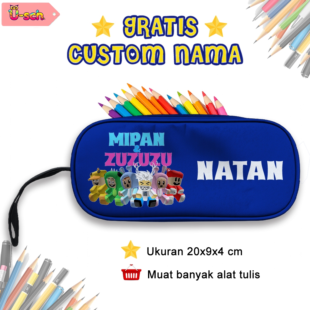 กล่องดินสอ Mipan Zuzu Superblox พร้อมชื่อที่กําหนดเองฟรีและการพิมพ์หน้าจอ DTF