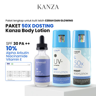 Kanza Lotion 50x Dosting 10% Alpha Arbutin SPF 30 PA++ Paket HB Pemutih Premium BPOM | Kulit Cerah Merata Lebih Cepat
