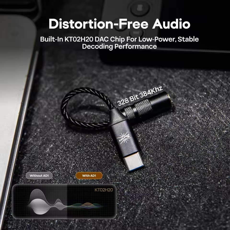 กีวี่หู AD1 Type C ถึง 3.5 มม. DAC Dongle KT02H20 ชิป