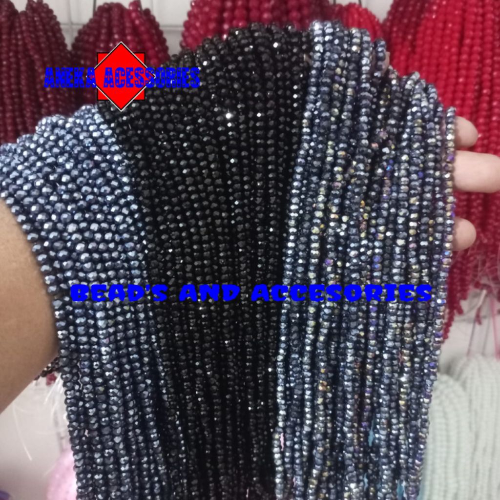 CZECH CRYSTAL BEAD BLACK DOF METALLIC CZECH MOTE