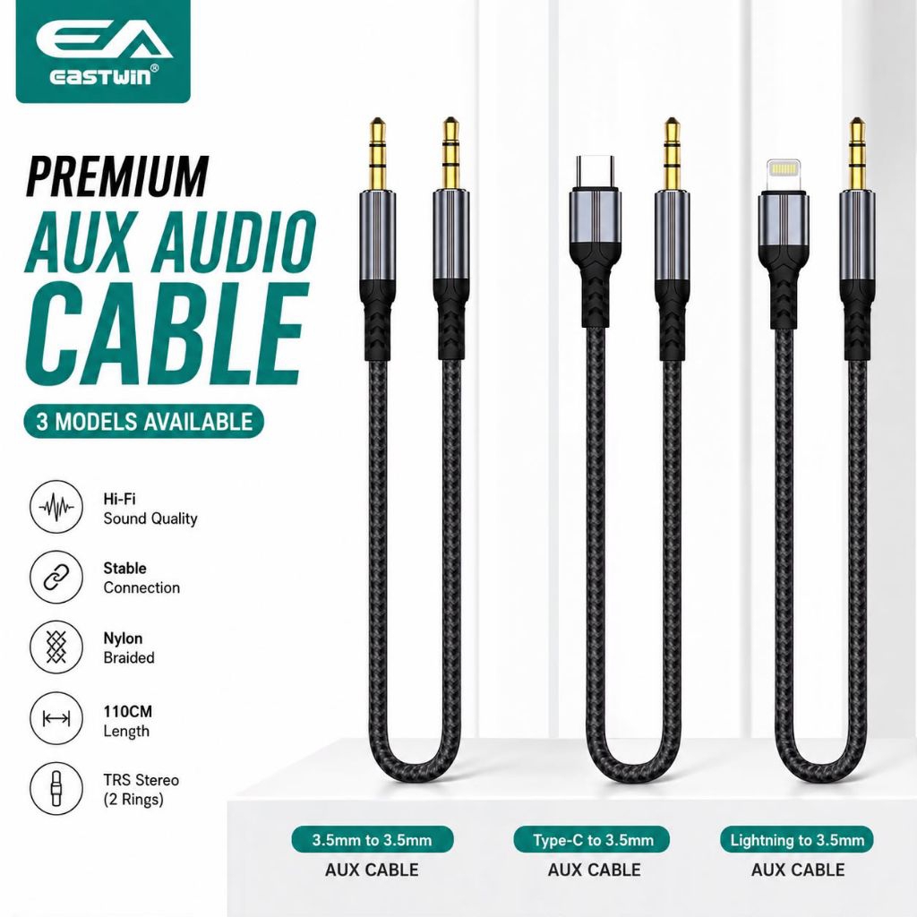 Aux/Type C/Lightning ios เป็นแจ็ค 3.5 มม. สายสัญญาณเสียง Aux 3.5 มม.