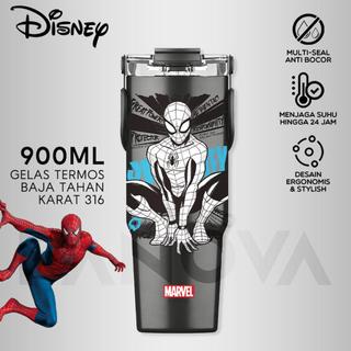 [READY EXCLUSIVE] NEW DISNEY Tumbler Spider-Man 900ml Stainless Steel 316 - 3in1 Phone Stand Handle Sedotan Botol Minum Karakter Termos Portable BKL50802 - Spider-Man 900ML Black