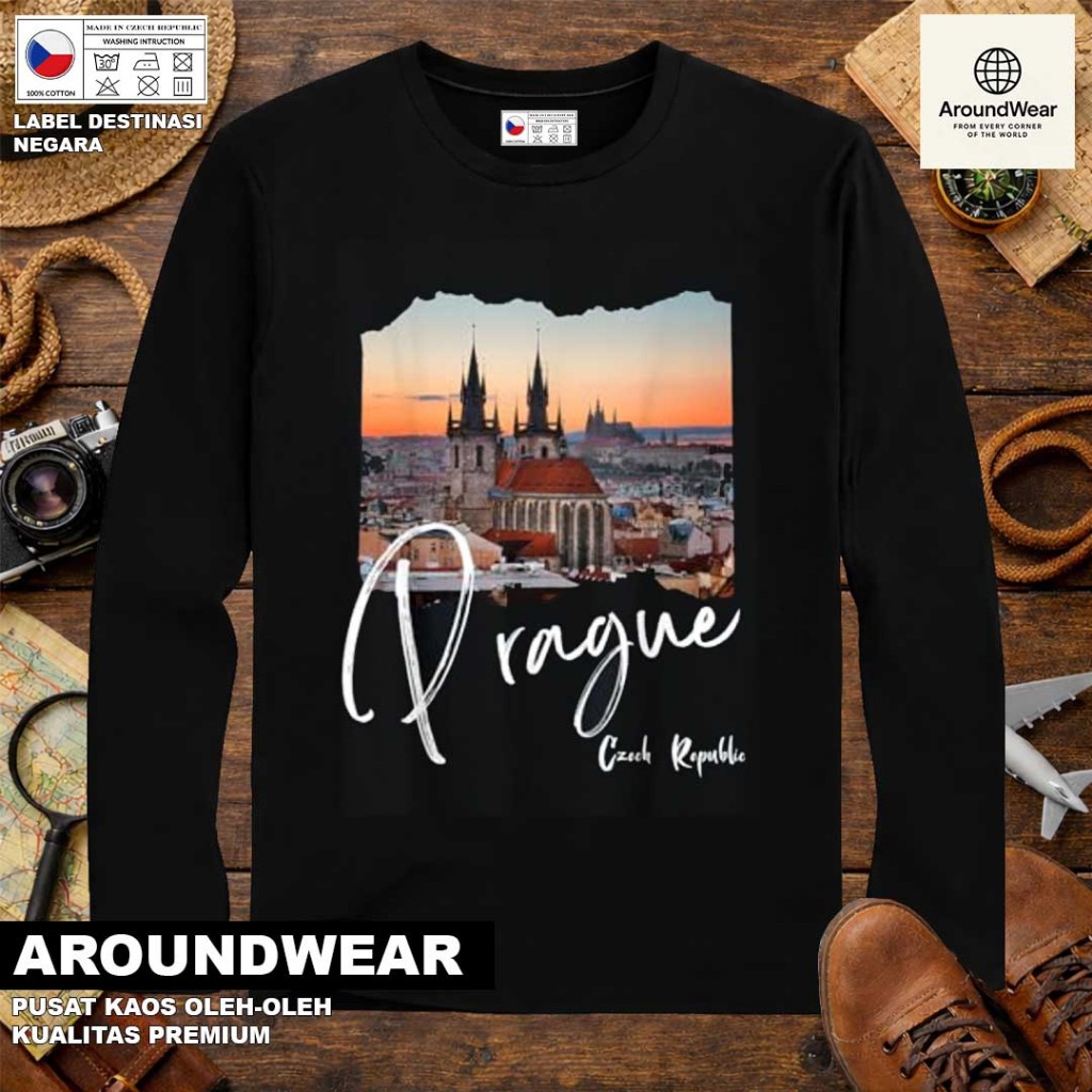 เสื้อยืด LONG-SLEEVED โดย CZECH 8 พร้อมแท็กที่ผ่านมาศล CZECH REPUBLIC SOUVENIR ของขวัญระดับพรีเมียม