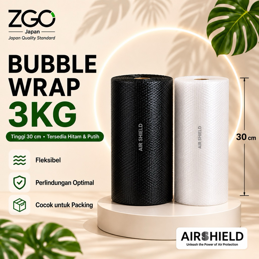 ZGO - Bubble Wrap Roll 30cm x 50m - ตัดฟรี 3KG, ฟอง 1 ซม., โพลีเอทิลีน