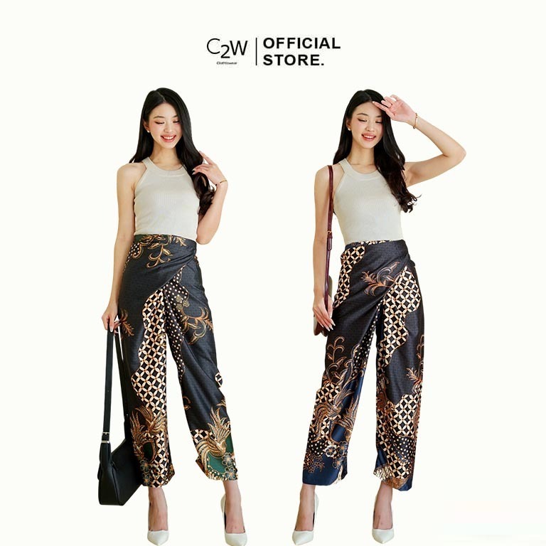 C2W Clothtowear Womens Batik Wrap Pants All Size Satin Womens Pants 661-KSL