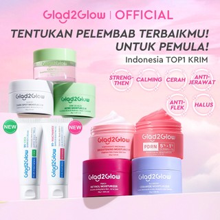 Glad2Glow Moisturizer Series Mencerahkan Pencerah Wajah Anti Jerawat Penuaan Hilangkan Flek Tenangkan Kulit Niacinamide 377 Retinol Centella Skincare Pelembab Esensi Perawatan Kulit day cream tone up g2g official store
