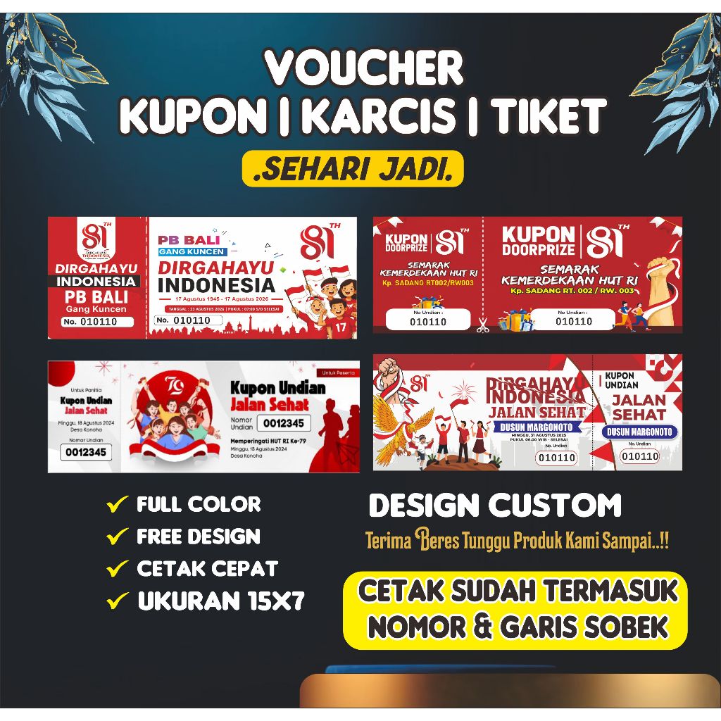 CUSTOM LOTTERY COUPONS / AUGUSTUS / INDEPENDENCE / PARKING TICKETS / เครื่องเดินสุขภาพ / GOWES / ENT