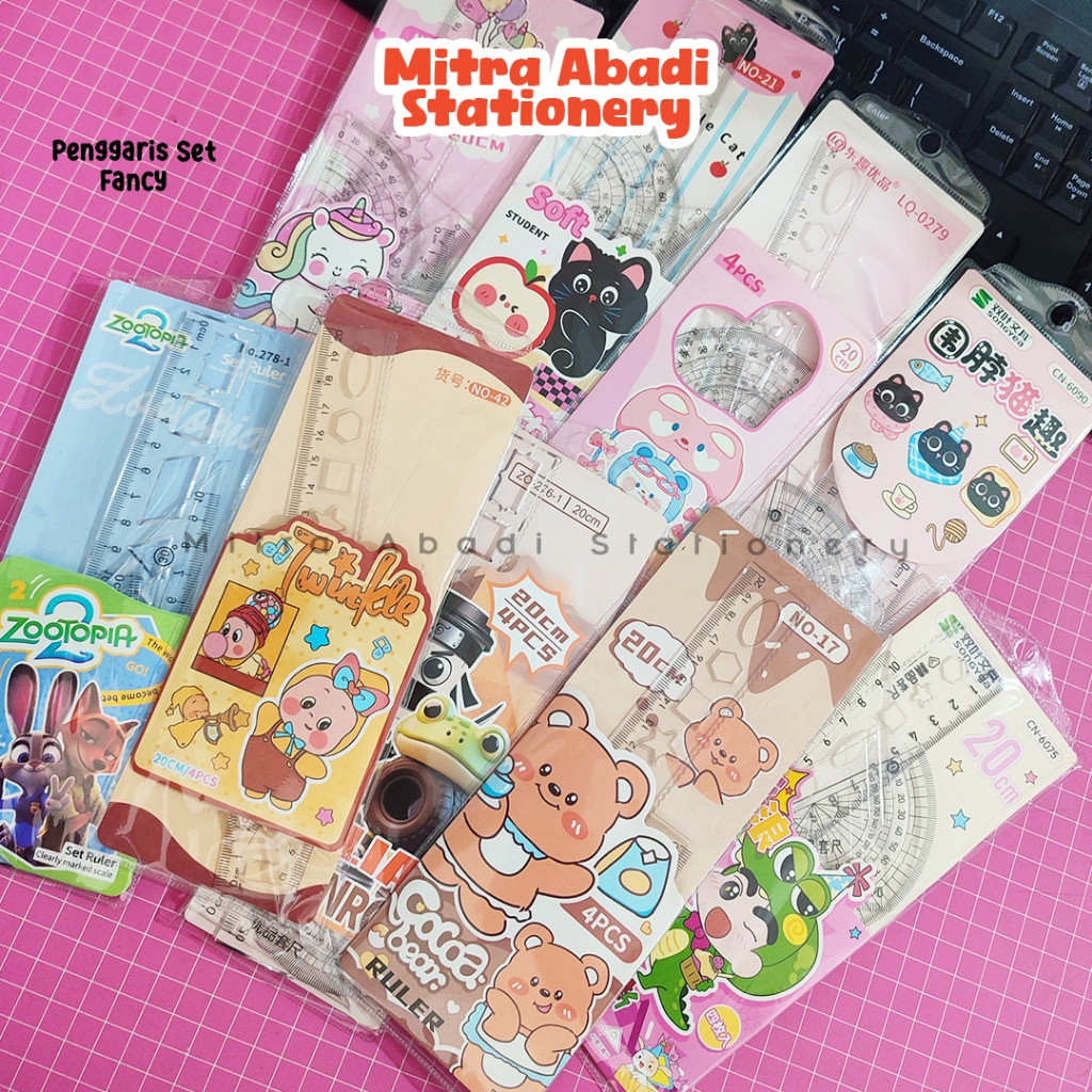 (1 ชุด) RULER SET / VIS1 VANCO FANCY RULER CLEAR TRANSPARENT CUTE STATIONERY