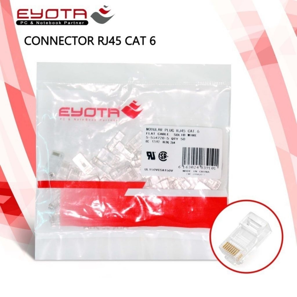 CONNECTOR RJ45 CAT 6 EYOTA | RJ45 CAT 6 คอนเนคเตอร์ 50 ชิ้น
