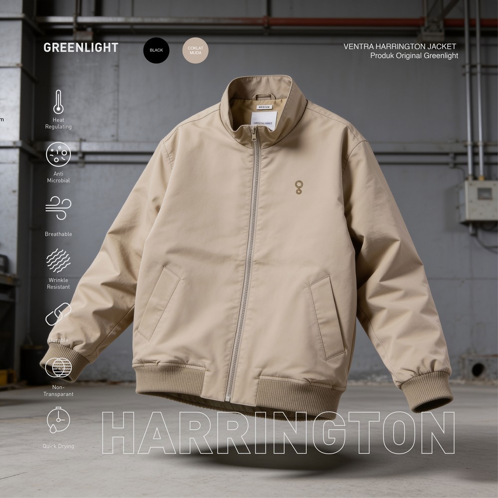 Greenlight Essential Mens Regular Fit Taslan Ventura OL-CFA Harrington Jacket010426