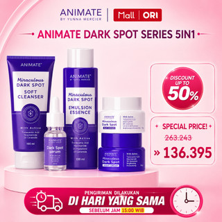 [5 PCS] Animate Miraculous Dark Spot Series 5in1 Paket Skincare Memudarkan Bekas Jerawat Mencerahkan Kulit Kering Berminyak Normal Berjerawat Niacinamide Ceramide