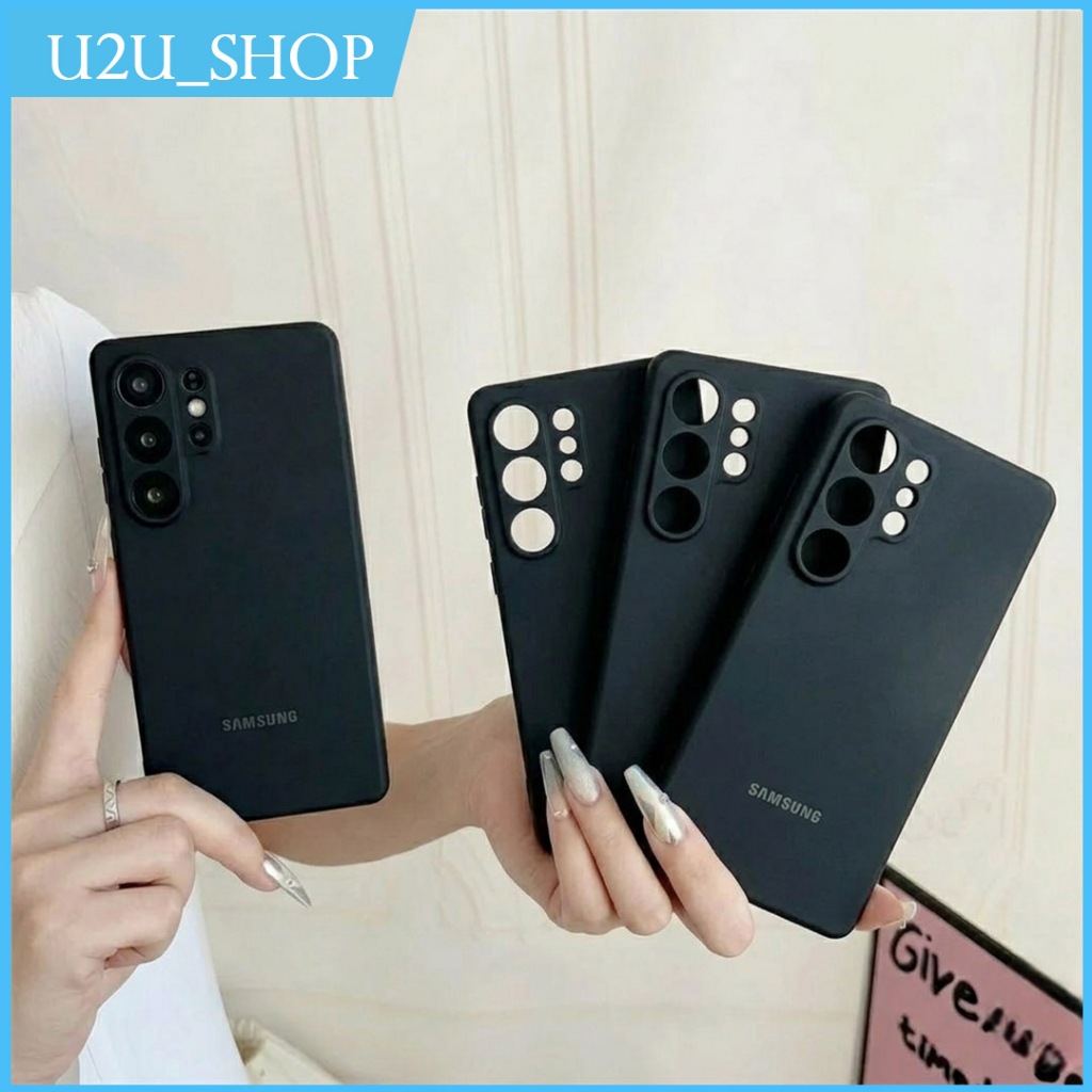 SAMSUNG Softcase ยางซิลิโคนป้องกันคราบเฉพาะสีดําสําหรับSamsung S21 S21 Fe S21 Plus S21 Ultra S22 S22