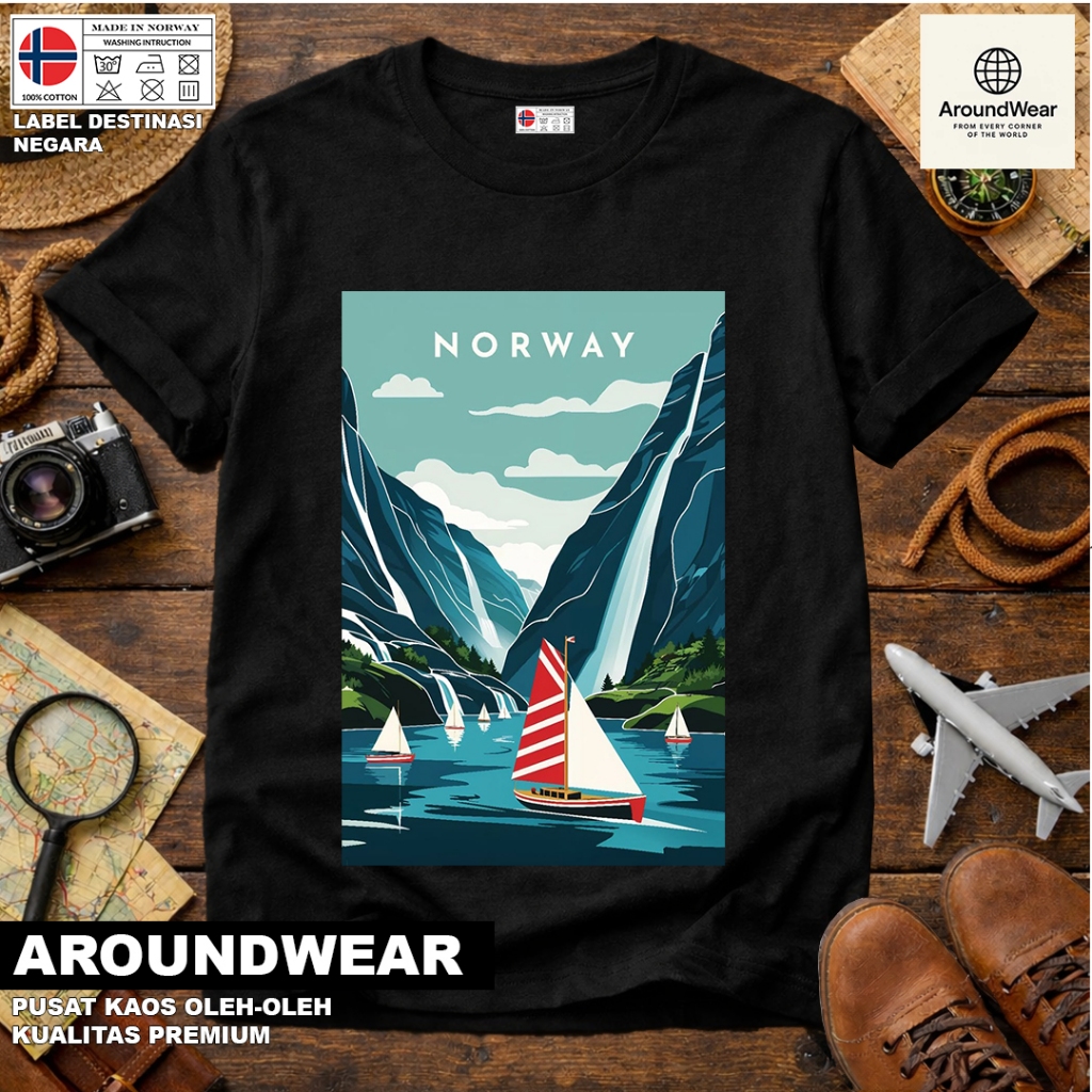 เสื้อยืด NORWAY 79 SOUVENIR พร้อมแท็ก NATIONAL, NORWAY COTTON 30S, ของขวัญพรีเมี่ยม SOUVENIR