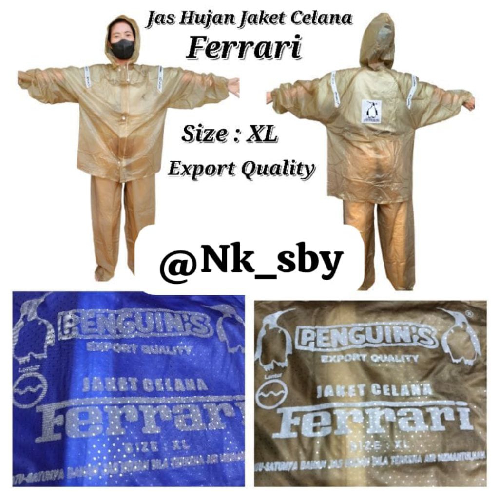 ( กางเกงเสื้อแจ็คเก็ตของ Ferrari Penguin) FERRARI Penguins Jacket Pants เสื้อกันฝน | ชุดเสื้อแจ็คเก็