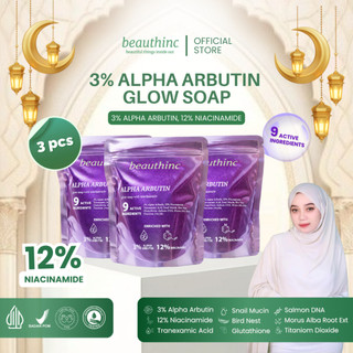 3 (PCS) 3% ALPHA ARBUTIN with 12% NIACINAMIDE GLOW SOAP BEAUTHINC
