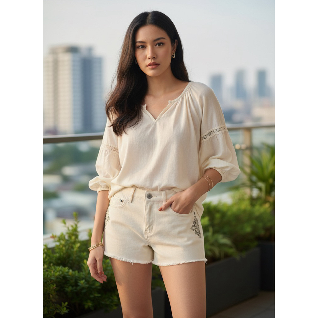 PRELOVED WHITE JEANS SHORTS