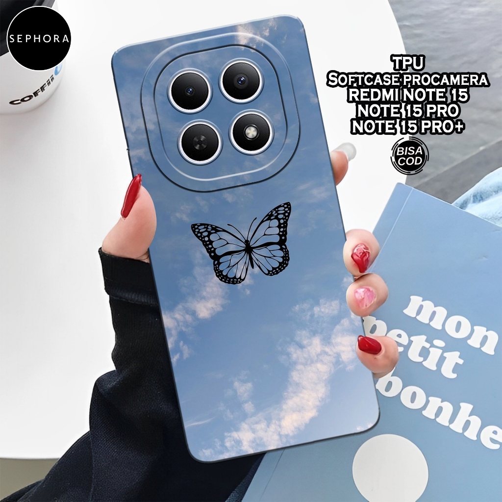 เคส HP Redmi Note 15/15 Pro/15 Pro+ - เคสแฟชั่นผีเสื้อ - Softcase Note 15/15 Pro/15 Pro+ - เคสกล้อง 