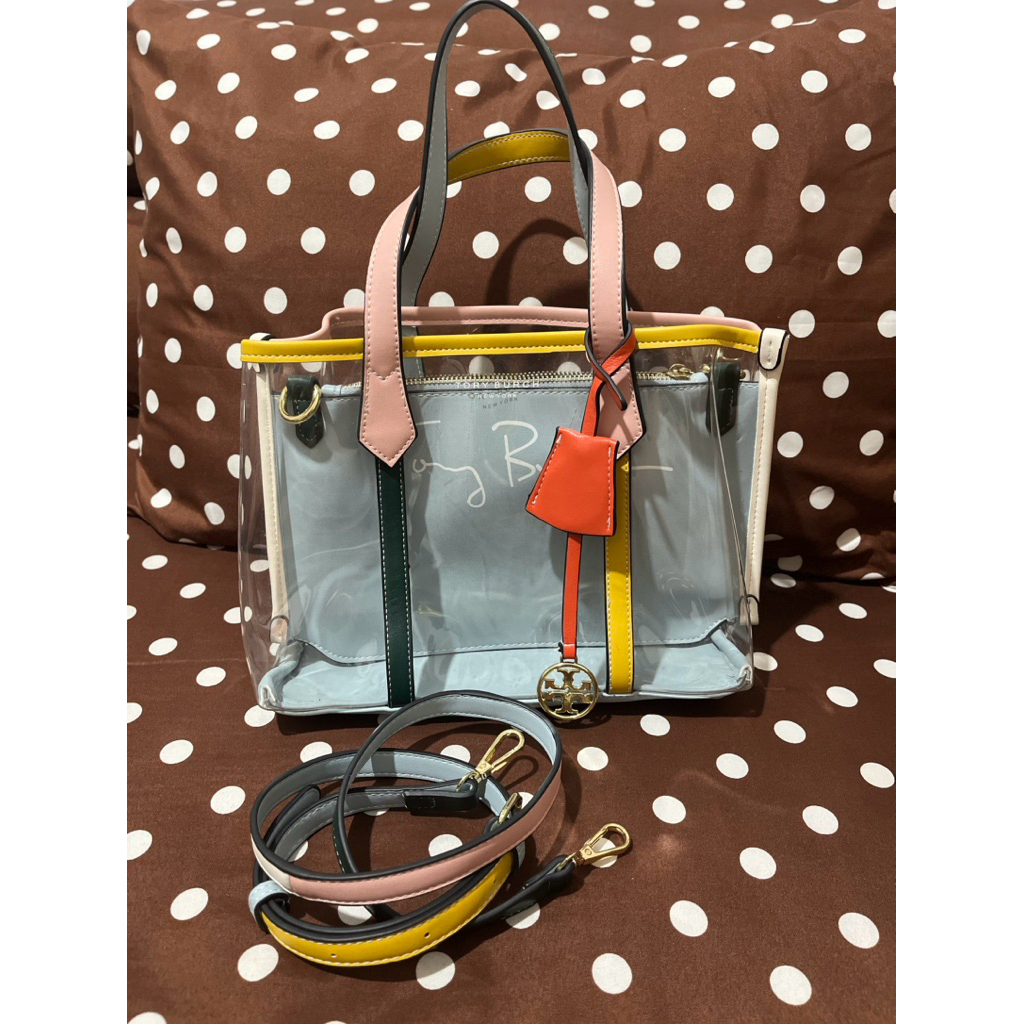 [Preloved] T0RY BURCH Perry Small PVC Tote Bag หลากสี | กระเป๋าใส