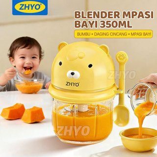 ZHYO Blender MPASI Bayi 350ML untuk MPASI Homemade Food Maker Bayi Tekstur Halus dengan 6 Pisau Stainless Steel Mini Food Chopper Dapur Multifungsi dengan Baterai 1500mAh Gelas Kaca Aman