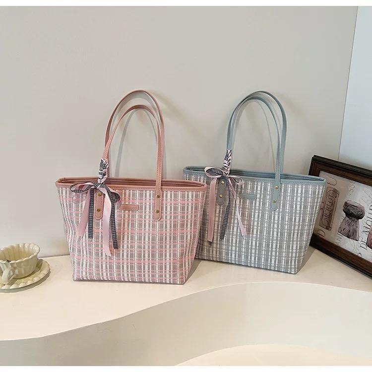 Tote Bag Womens Checkered Bag สีน่ารัก ยี่ห้อ KOSK - 1041