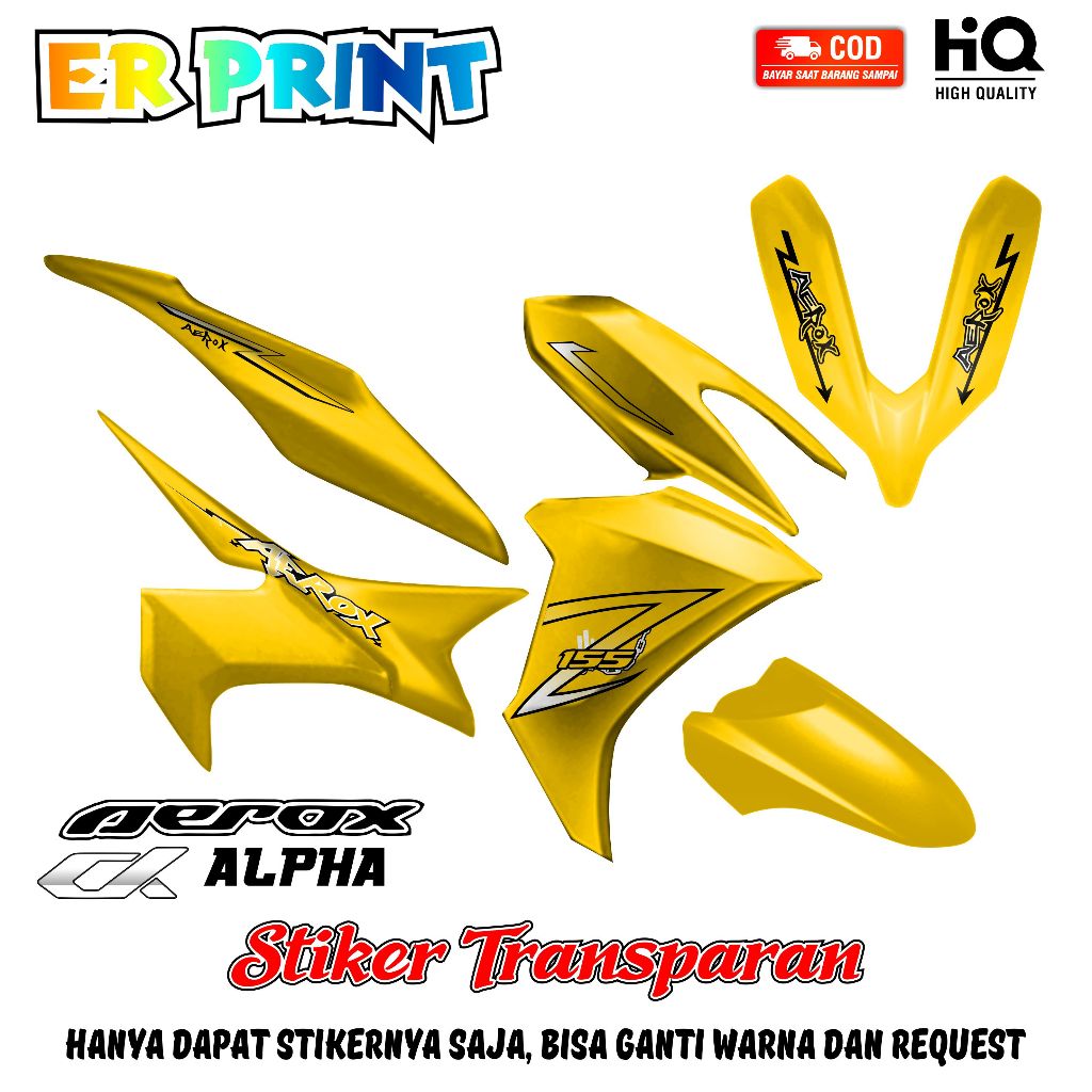 Aerox Alpha สติกเกอร์โปร่งใส Anti-Fade Cool Aerox Alpha Striping Design Z