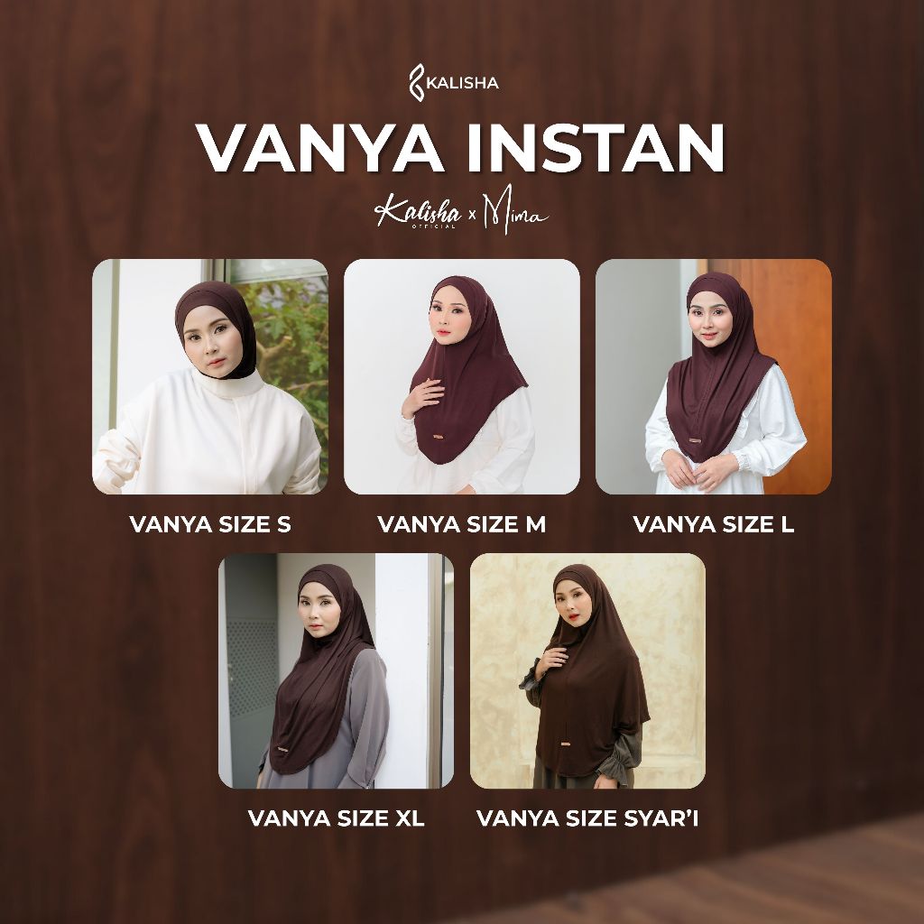 Kalisha x Mima - Vanya Instant Bergo All Size ผ้าเรยอน ลาย้เหนียว