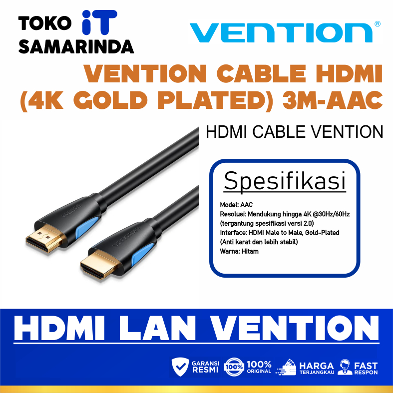 Vention Cable HDMI (4K Gold Plated) 3M - AAC