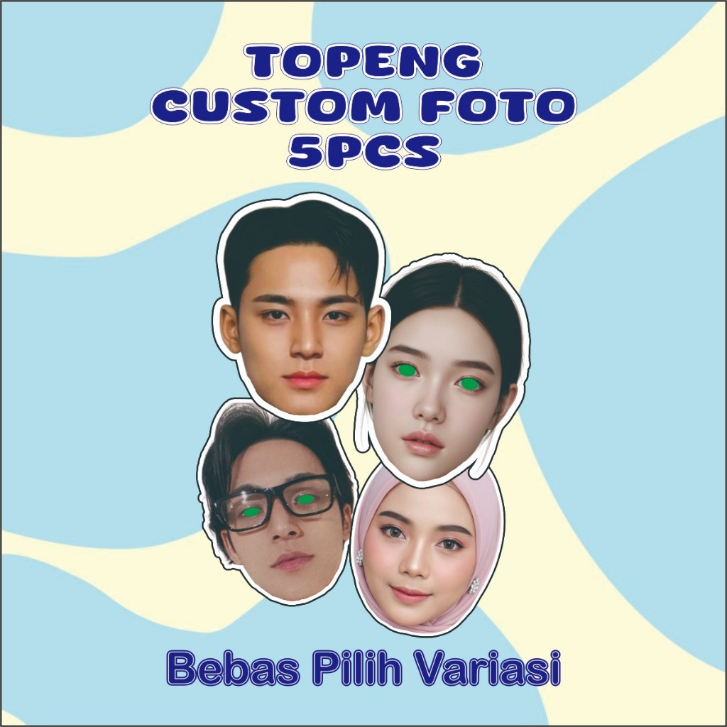 PRINT CUSTOM FACE MASKS FOR YOUR OWN FACE, NATIONAL, BIRTHDAY, ETC. 5 ชิ้น