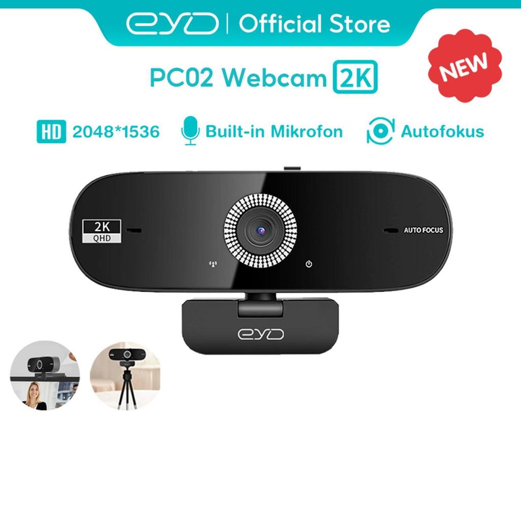 EYD 2K เว็บแคม Autofocus ภายในไมโครโฟนเลนส์ความเป็นส่วนตัว 360 หมุน° สําหรับ USB แล็ปท็อปคอมพิวเตอร์