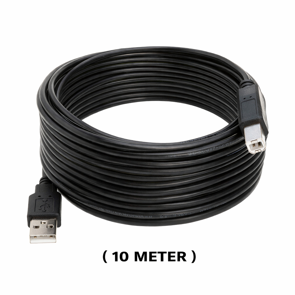 10M A to B Black Square Printer Data USB Cable พร้อมขั้วต่อขยาย 10 เมตร