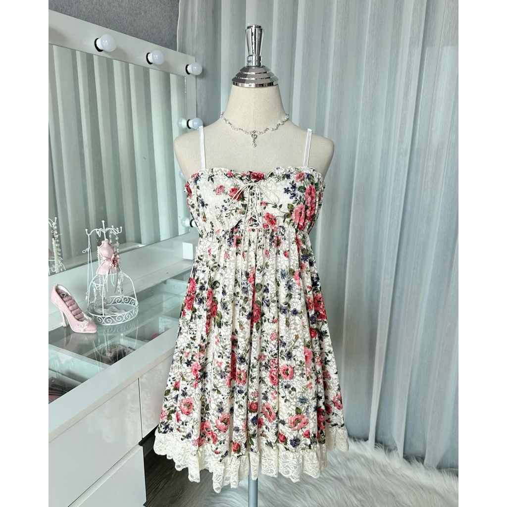 Liz Lisa L00k 4 Like Brocade Floral Vintage Dress Drawstring Himekaji Shoujo Girl Kawaii