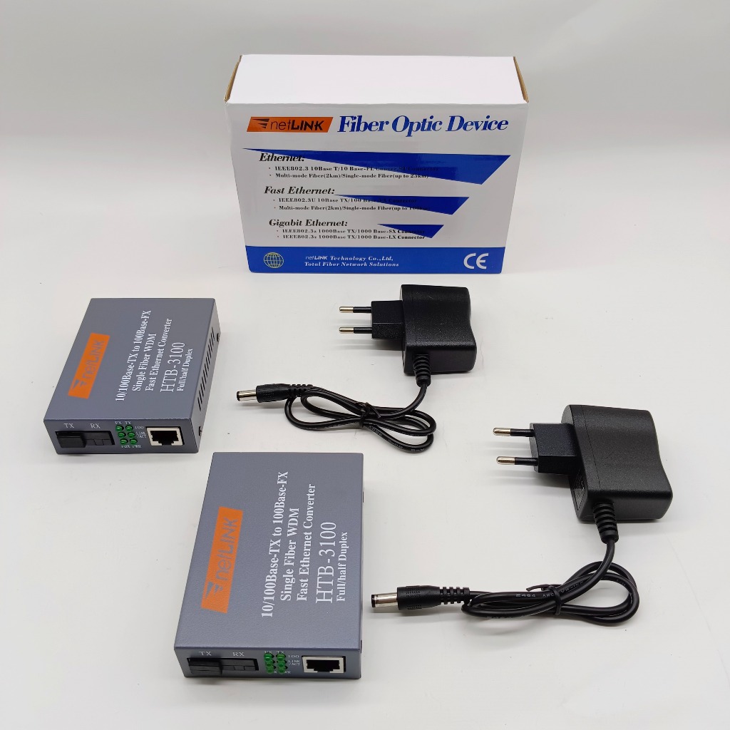 HTB3100 A+B Fiber Optical Media Converter HTB-3100 Netlink 10/100Mbps RJ45 Single Mode 25KM