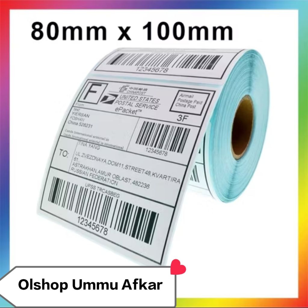 THERMAL LABEL 80 X 100 mm DIRECT THERMALT STICKER PAPER 80x100 mm / THERMAL RECIPT PAPER