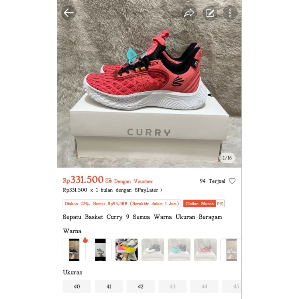 รองเท้าบาสเก็ตบอลผู้ใหญ่ Curry9 ทุกสี