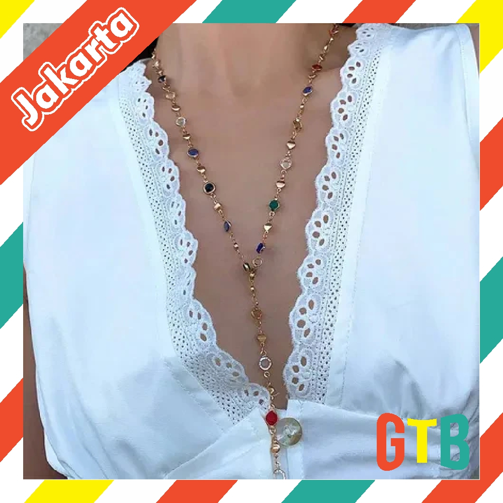 GTB 80CM สร้อยคอลายจุดหลากสีที่สามารถรับประทานได้ด้วยสร้อยคอลายจุดหลากสีที่สามารถสวมกับผ้าคลุมศีรษะ 