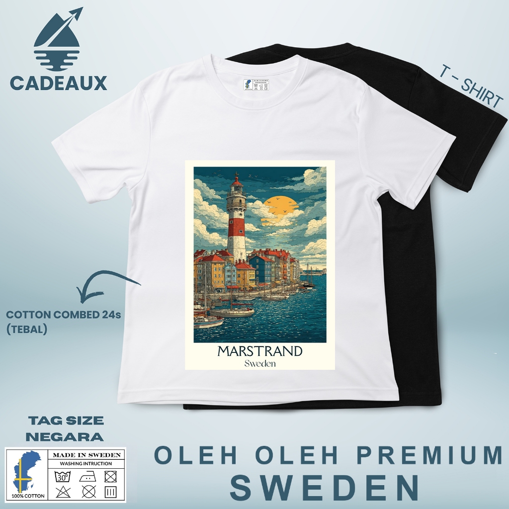 SWEDEN 69 SOUVENIR เสื้อยืด USING SWEDEN STATE TAG เสื้อยืดผ้าฝ้าย Combed 24s SOUVENIR ของขวัญพรีเมี