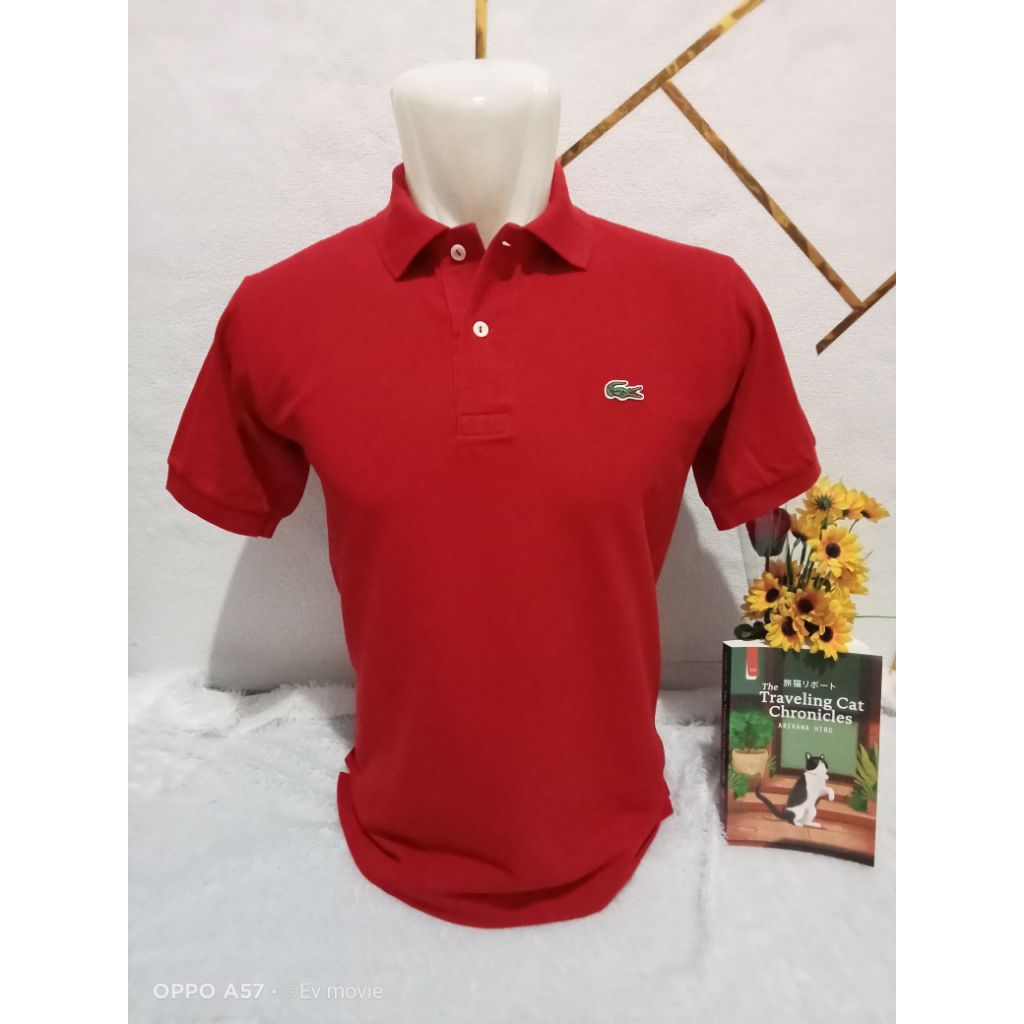 MERAH เสื้อเชิ้ตคอปกโปโล Lcos สีแดงธรรมดา